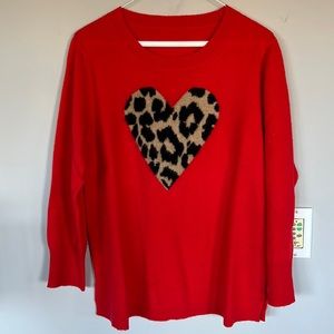 J. Crew cashmere Leopard heart sweater L